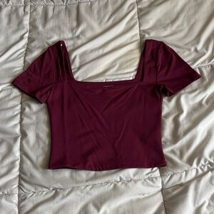 Babaton Sqare Neck Burgundy Contour Women's Crop Top